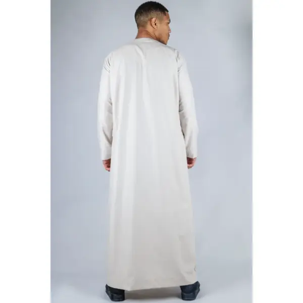 TT 001 Mens Beige Thobe Emirati Islamic Clothing String 7