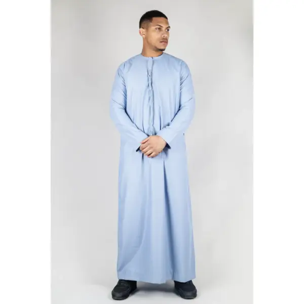 TT 001 Mens Blue Thobe Emirati Islamic Clothing Tassel 4