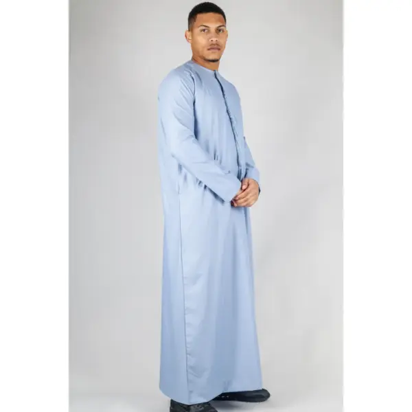 TT 001 Mens Blue Thobe Emirati Islamic Clothing Tassel 6