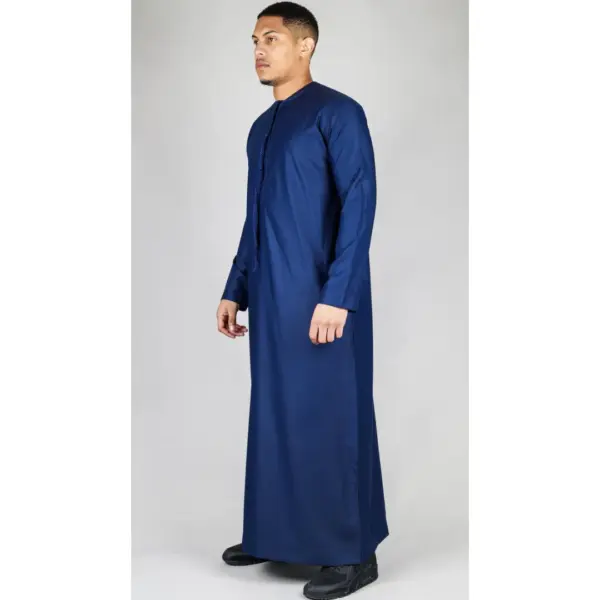 TT 001 Mens Navy Thobe Emirati Islamic Clothing String Tassel 5