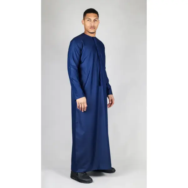 TT 001 Mens Navy Thobe Emirati Islamic Clothing String Tassel 6