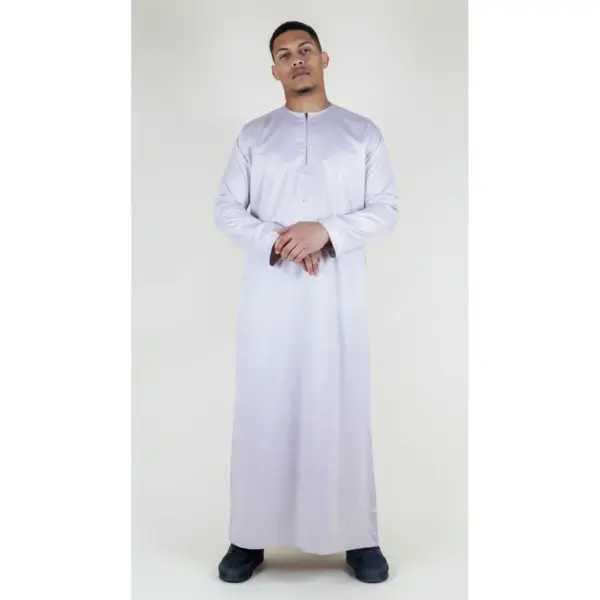 TT 002 Mens Beige Satin Emirati Thobe Islamic Clothing 2