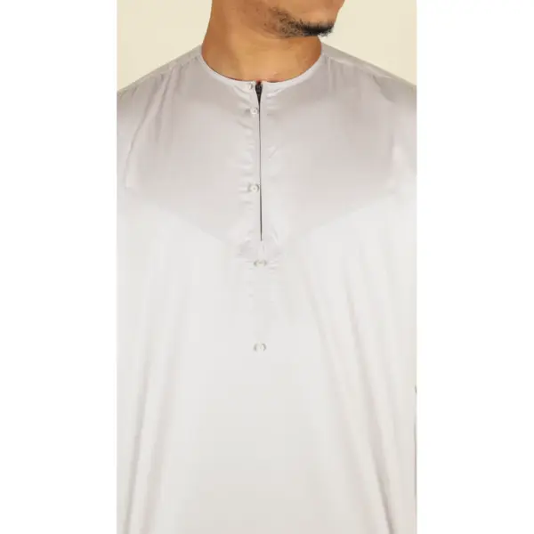 TT 002 Mens Beige Satin Emirati Thobe Islamic Clothing 3