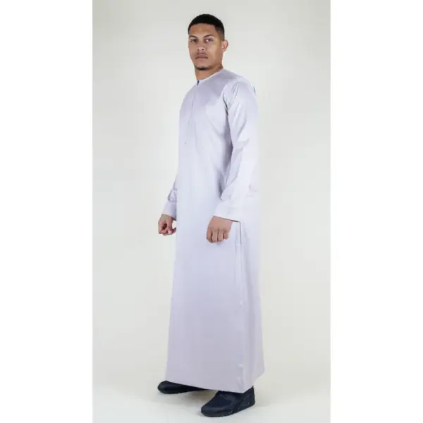 TT 002 Mens Beige Satin Emirati Thobe Islamic Clothing 5