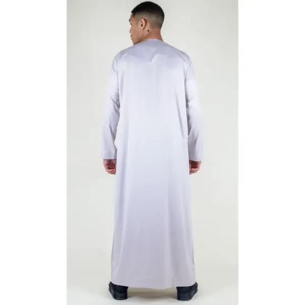 TT 002 Mens Beige Satin Emirati Thobe Islamic Clothing 6