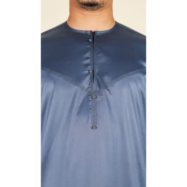 TT 002 Mens Charcoal Satin Emirati Thobe Islamic Clothing 3