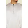 TT-002 Men's Cream Satin Emirati Thobe Islamic Clothing - Image 2