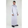 TT-002 Men's Cream Satin Emirati Thobe Islamic Clothing - Image 3