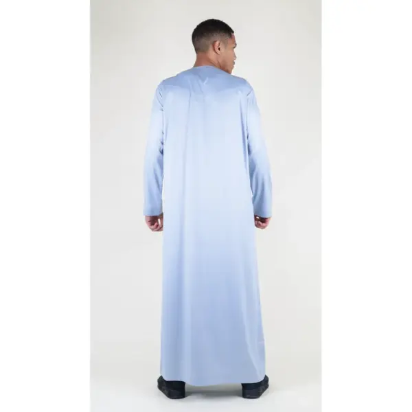 TT 002 Mens Grey Satin Emirati Thobe Islamic Clothing 7