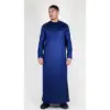 TT-002 Men's Navy Satin Emirati Thobe Islamic Clothing