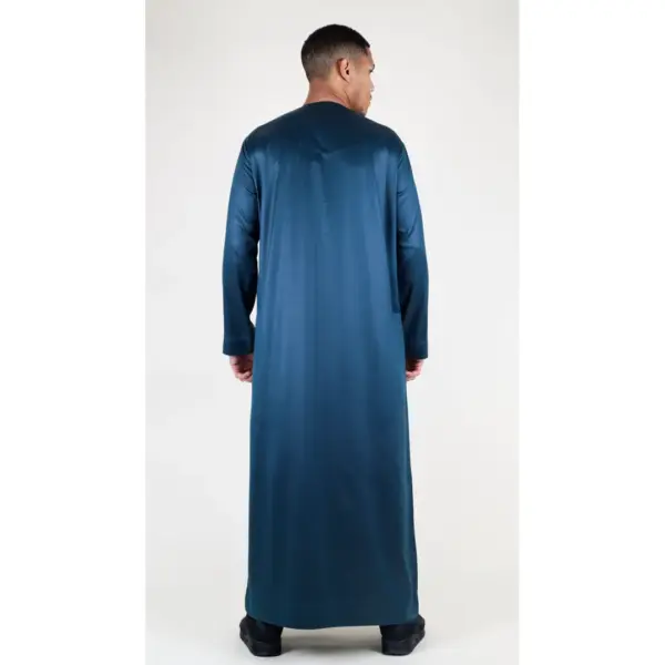 TT 002 Mens Olive Satin Emirati Thobe Islamic Clothing 8