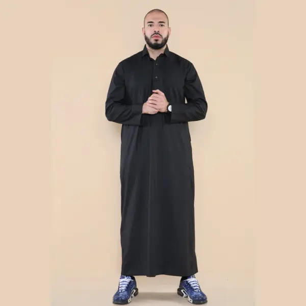 101 Mens Black Islamic Muslim Cotton Thobe Jubba 2