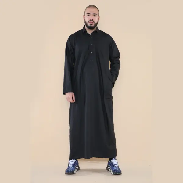 101 Mens Black Islamic Muslim Cotton Thobe Jubba 3