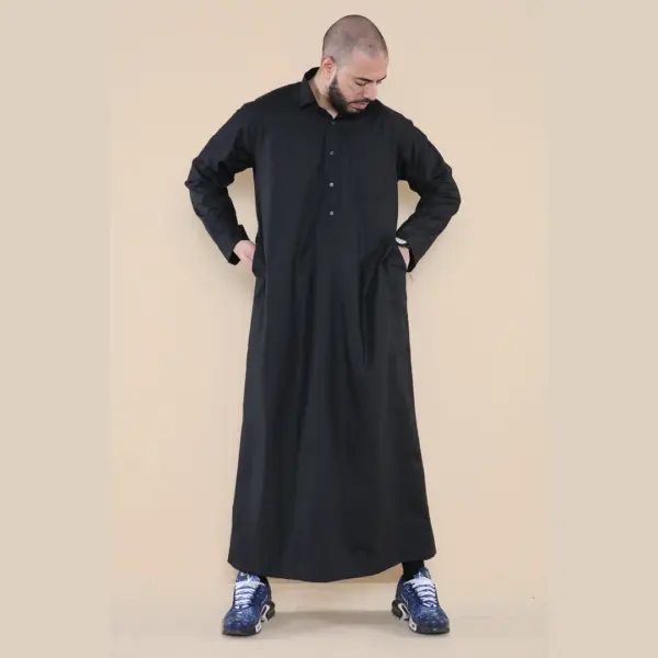 101 Mens Black Islamic Muslim Cotton Thobe Jubba 4