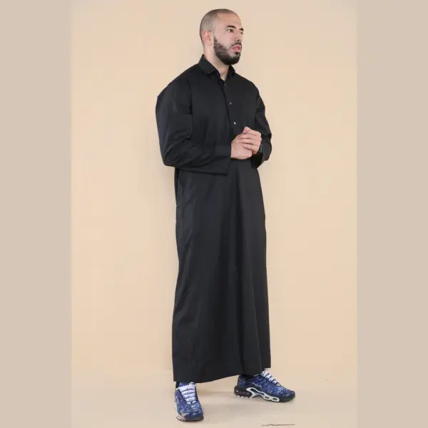 101 Mens Black Islamic Muslim Cotton Thobe Jubba 5