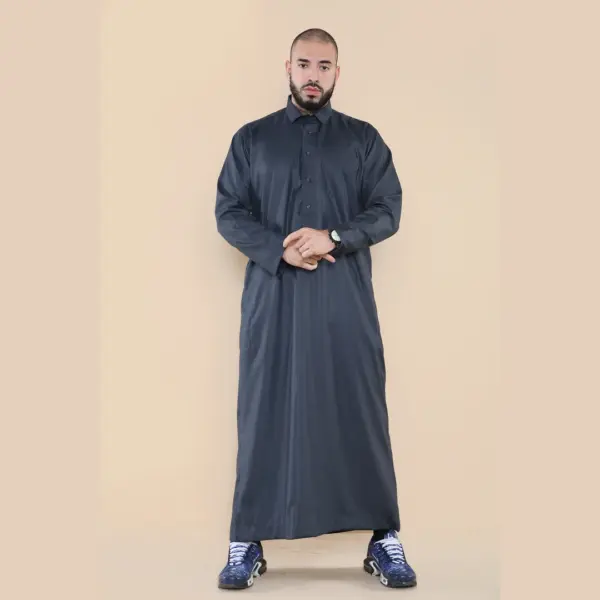 101 Mens Grey Islamic Muslim Cotton Thobe Jubba 2