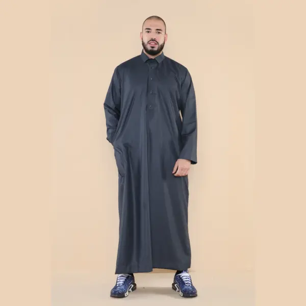 101 Mens Grey Islamic Muslim Cotton Thobe Jubba 3