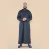 101 - Men's Grey Islamic Muslim Cotton Thobe Jubba - Image 3