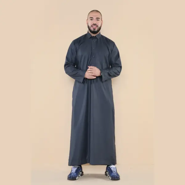 101 Mens Grey Islamic Muslim Cotton Thobe Jubba 4