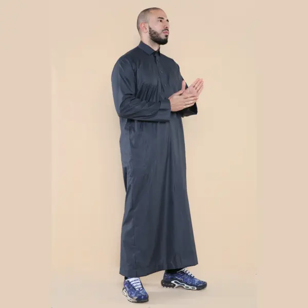 101 Mens Grey Islamic Muslim Cotton Thobe Jubba 5