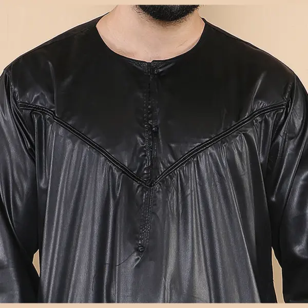 102 Mens Black Islamic Muslim Shiny Thobe Jubba 3