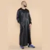 102 - Men's Black Islamic Muslim Shiny Thobe Jubba - Image 3