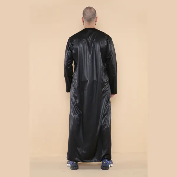 102 Mens Black Islamic Muslim Shiny Thobe Jubba 5