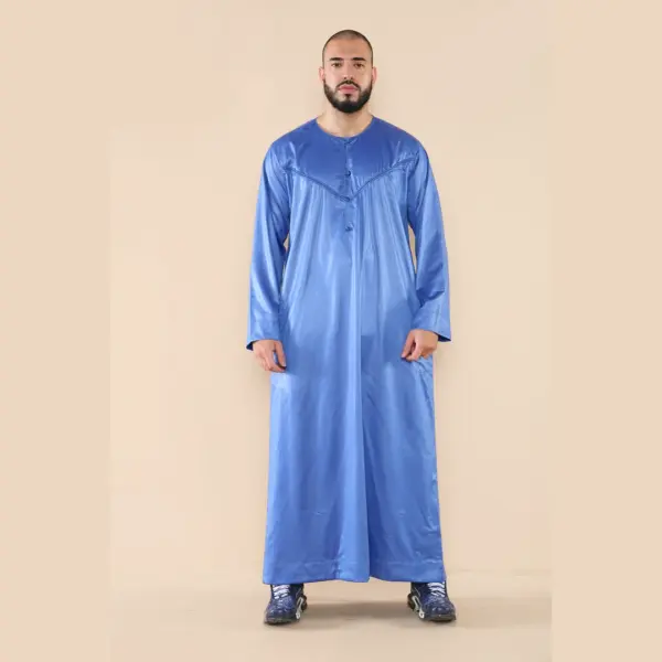 102 Mens Blue Islamic Muslim Shiny Thobe Jubba 3