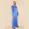 102 - Men's Blue Islamic Muslim Shiny Thobe Jubba - Image 4