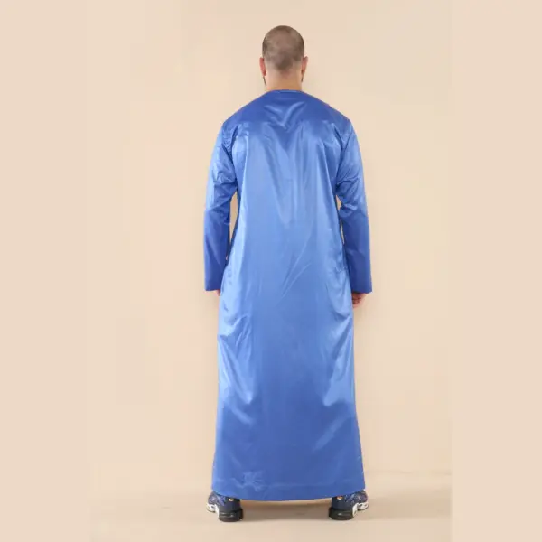 102 Mens Blue Islamic Muslim Shiny Thobe Jubba 6