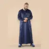 102 - Men's Navy Islamic Muslim Shiny Thobe Jubba - Image 2