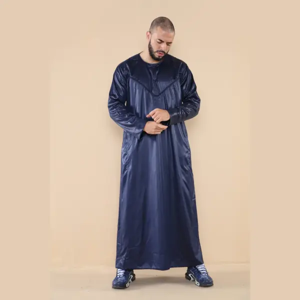 102 Mens Navy Islamic Muslim Cotton Thobe Jubba Thobez 3