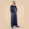 102 - Men's Navy Islamic Muslim Shiny Thobe Jubba - Image 4