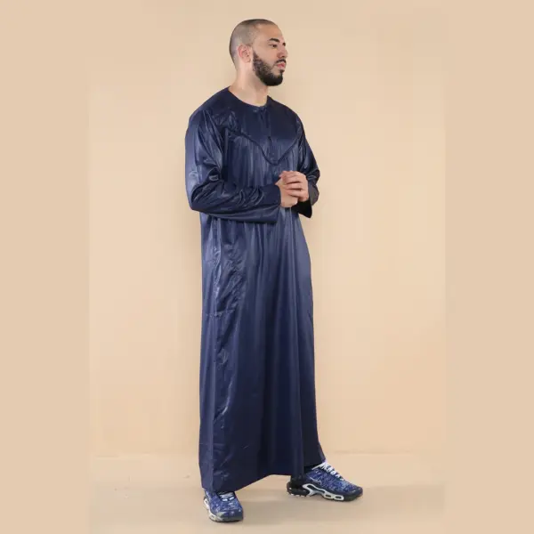 102 Mens Navy Islamic Muslim Cotton Thobe Jubba Thobez 5