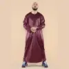 102 - Men's Wine Islamic Muslim Shiny Thobe Jubba - Image 2