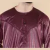 102 - Men's Wine Islamic Muslim Shiny Thobe Jubba - Image 3