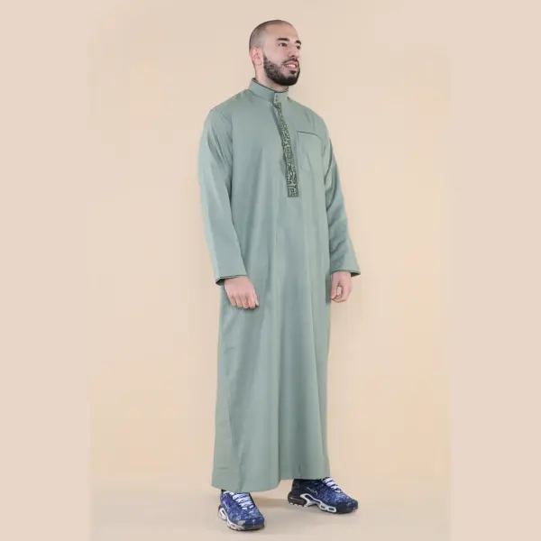 103 Mens Green Muslim Islam Eid Nehru Collar Thobe 5