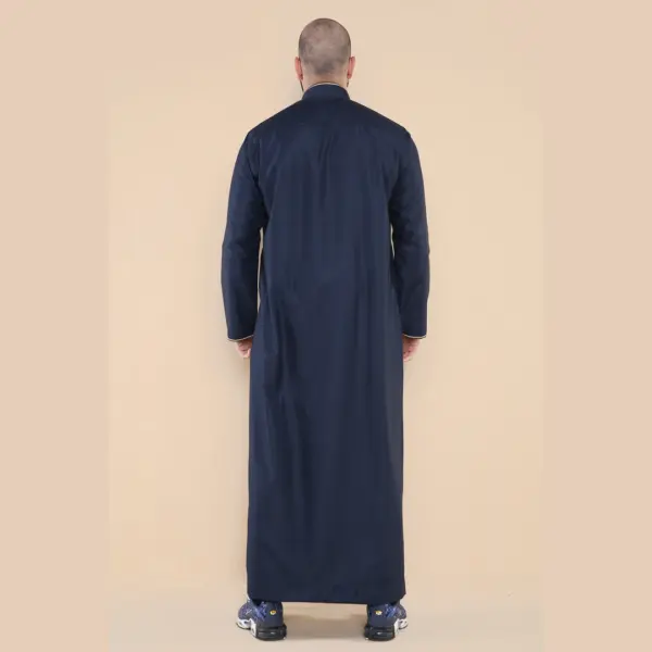 103 Mens Navy Muslim Islam Eid Nehru Collar Thobe 6