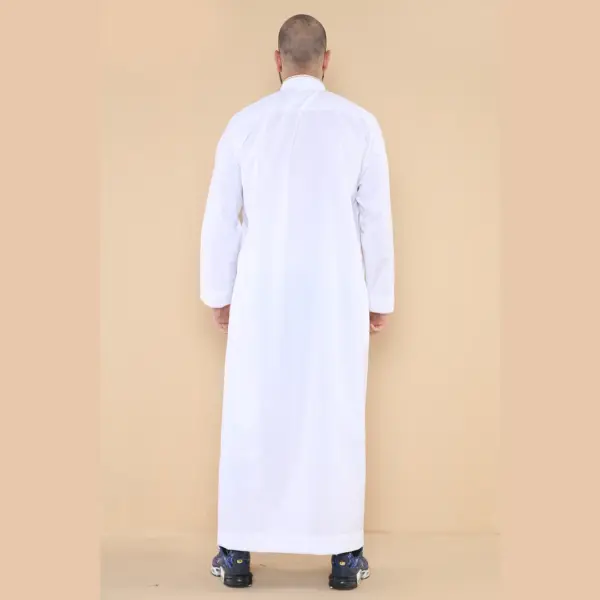 103 Mens White Muslim Islam Eid Nehru Collar Thobe 6