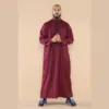 103 - Men's Wine Muslim Islam Eid Nehru Collar Thobe - Image 2