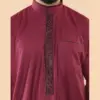 103 - Men's Wine Muslim Islam Eid Nehru Collar Thobe - Image 3