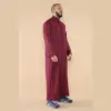 103 - Men's Wine Muslim Islam Eid Nehru Collar Thobe - Image 4