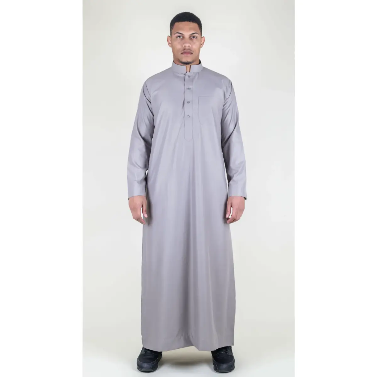 104 - Men's Beige Muslim Nehru Collar Eid Thobe - Image 1