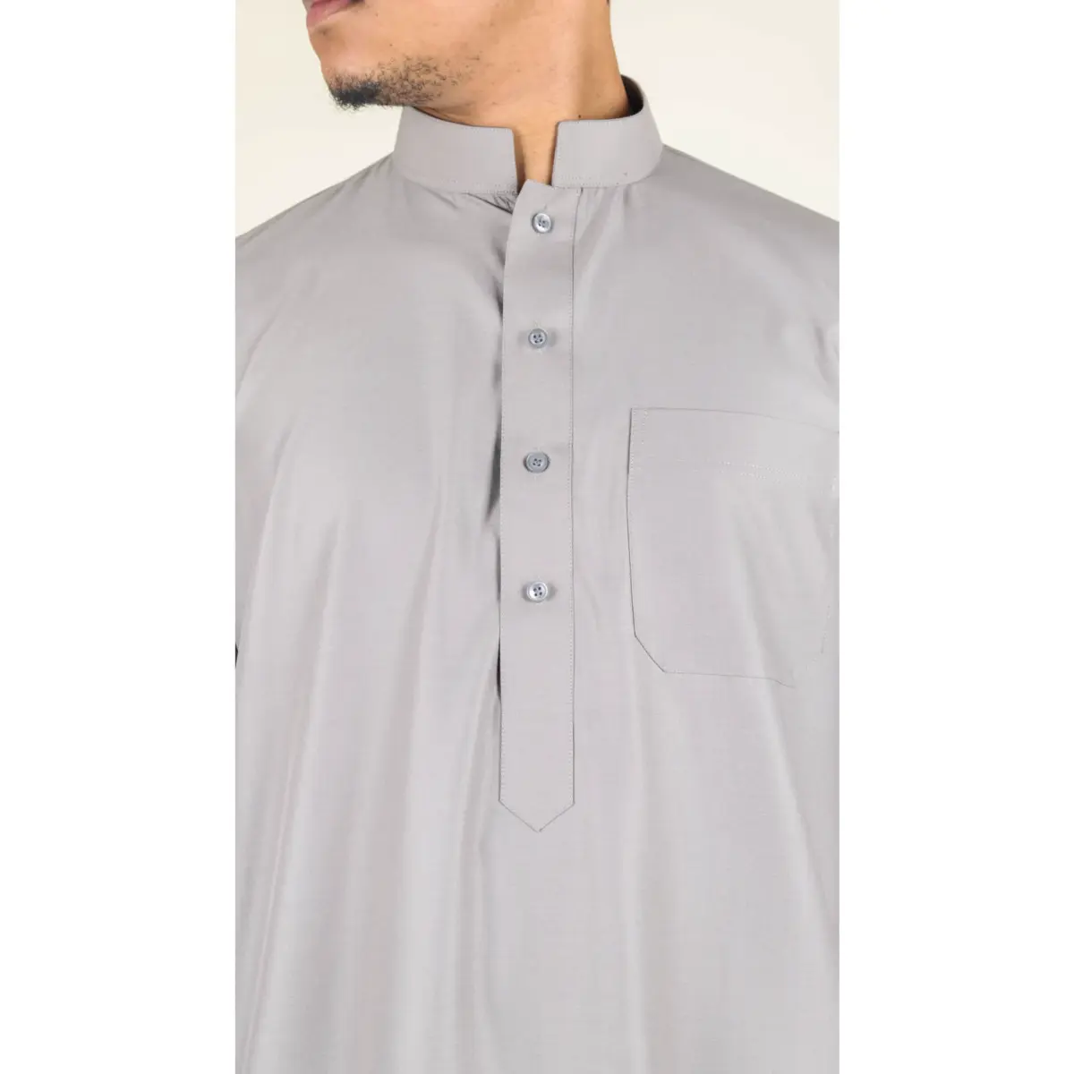 104 - Men's Beige Muslim Nehru Collar Eid Thobe - Image 2
