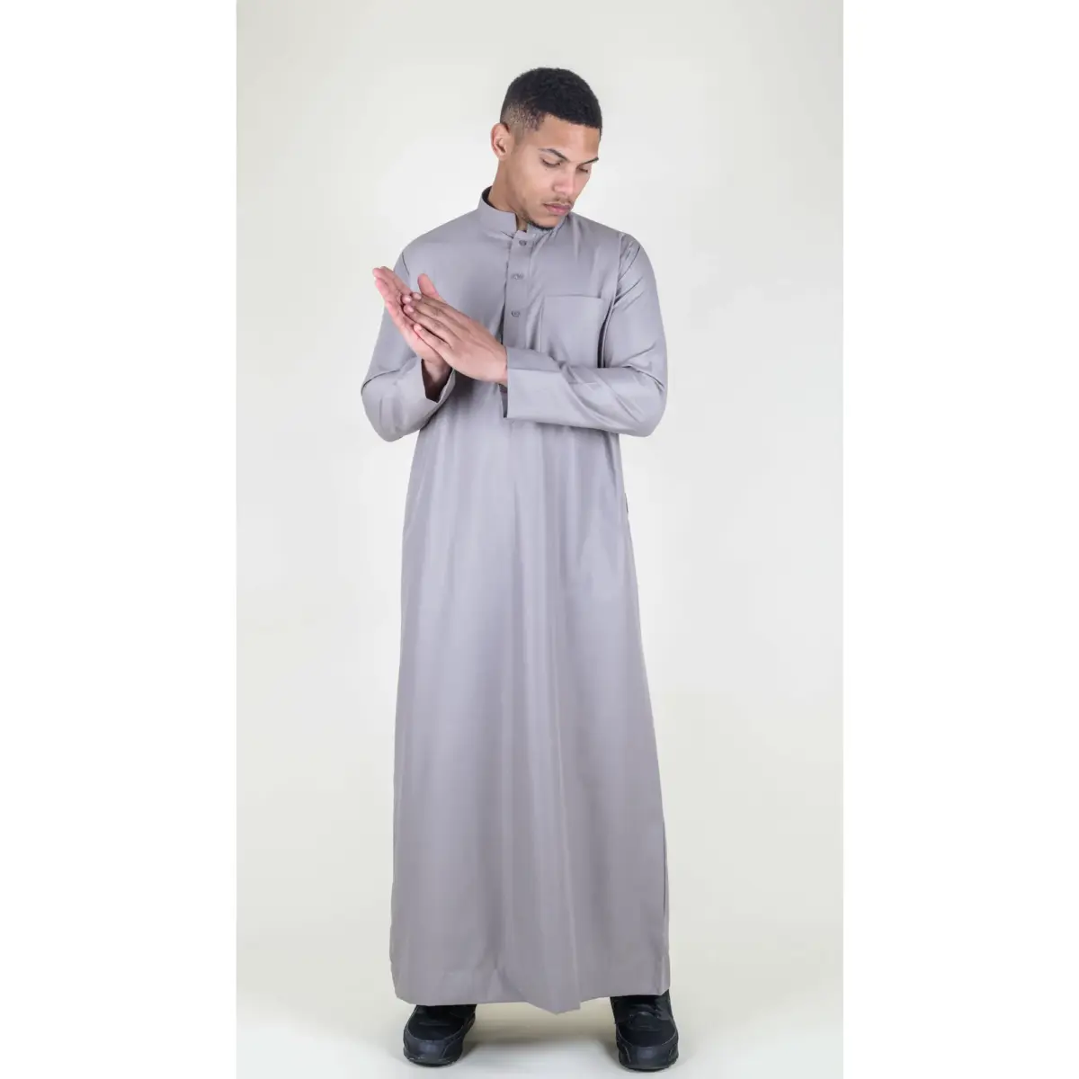 104 - Men's Beige Muslim Nehru Collar Eid Thobe - Image 3