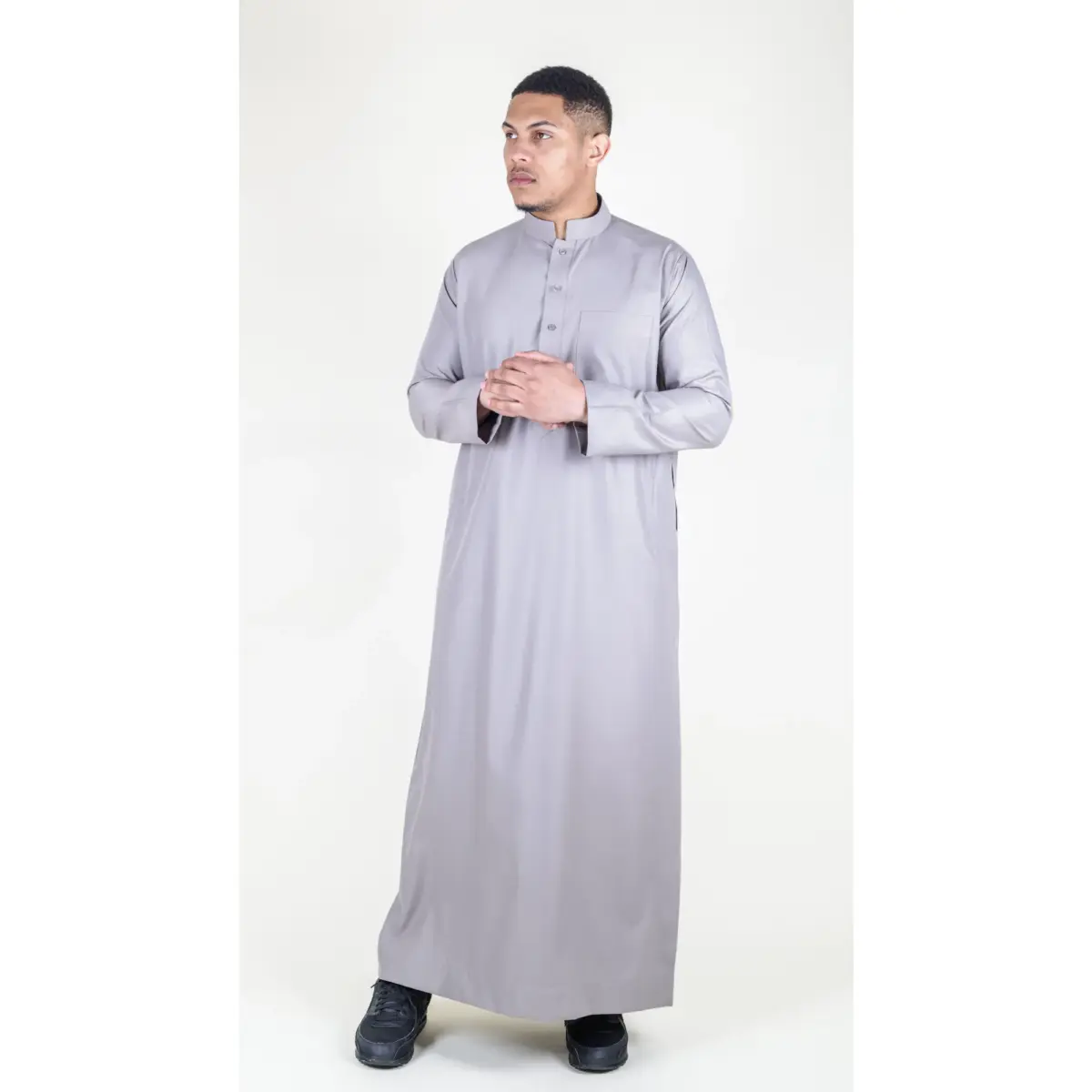 104 - Men's Beige Muslim Nehru Collar Eid Thobe - Image 4