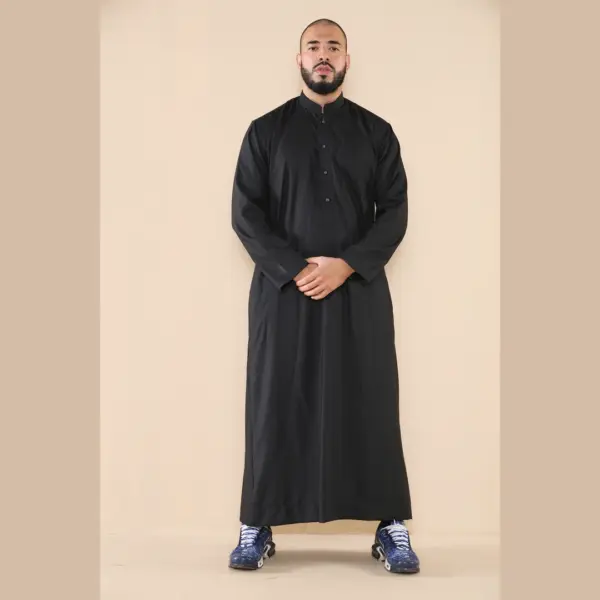 104 Mens Black Muslim Nehru Collar Eid Thobe 2