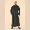 104 - Men's Black Muslim Nehru Collar Eid Thobe - Image 2
