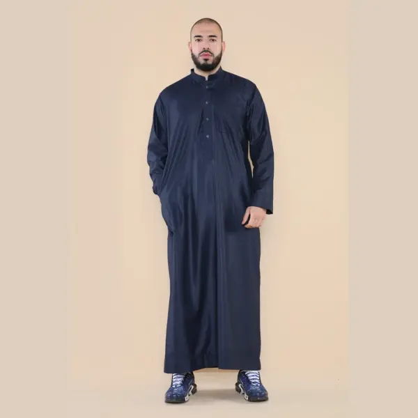 104 Mens Navy Muslim Nehru Collar Eid Thobe 4