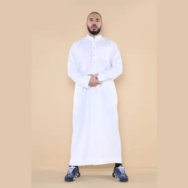 104 Mens White Muslim Nehru Collar Eid Thobe 2